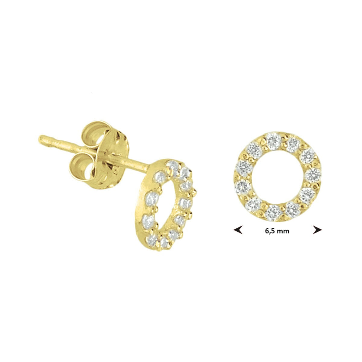 puces d'oreilles en or jaune 9k avec zircone