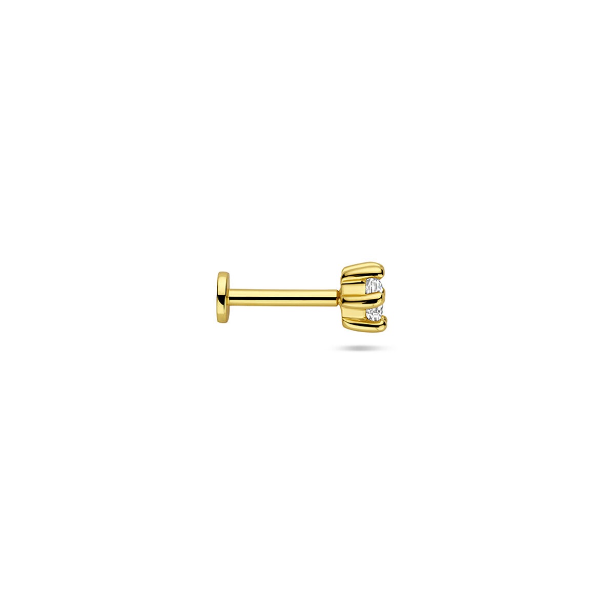 Piercing plaqué argent à dos plat avec zircone 4 mm