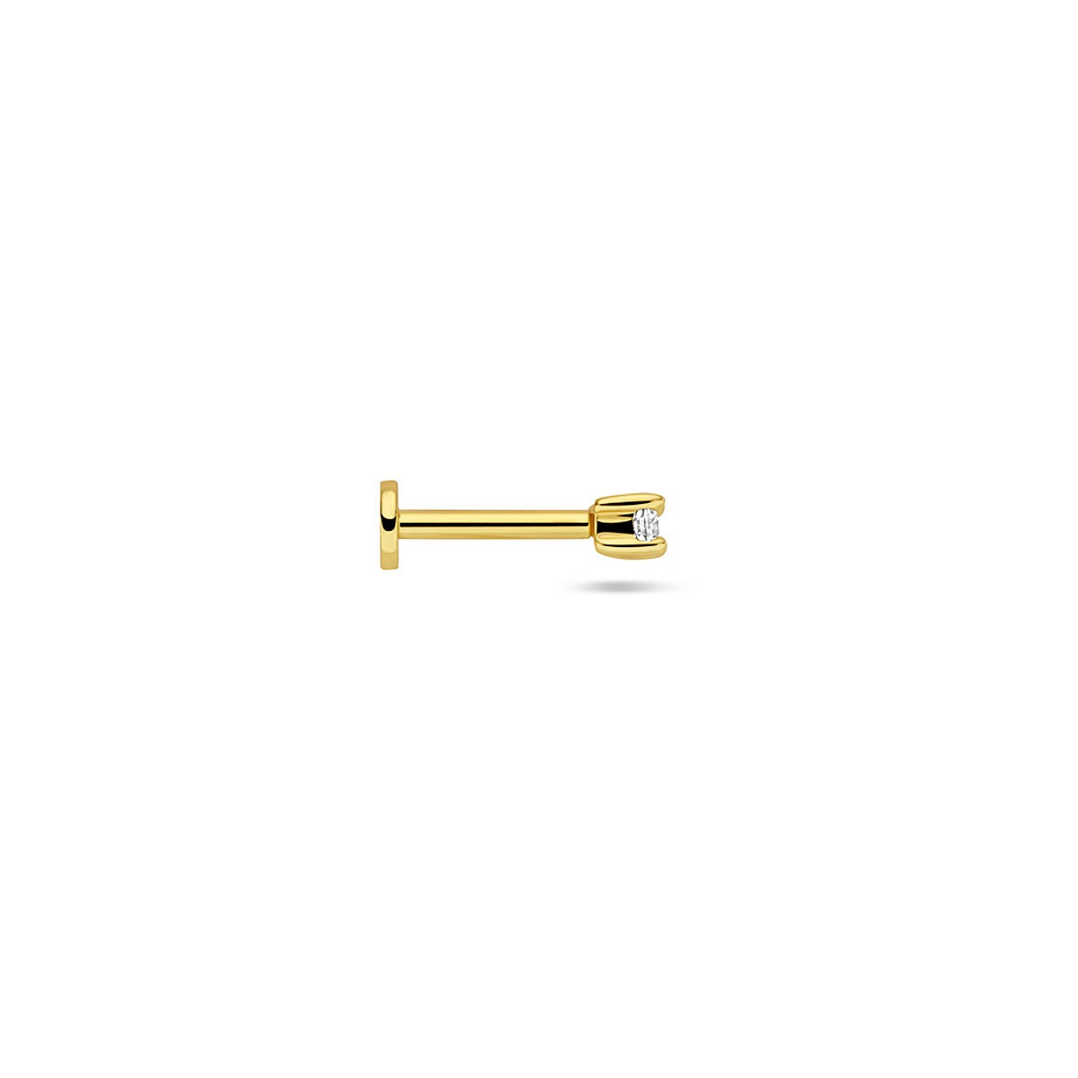 Piercing plaqué or argent à dos plat avec zircone taillée en brillant