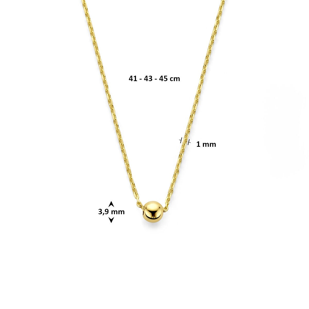 collier pour femme en or jaune 9k avec boule