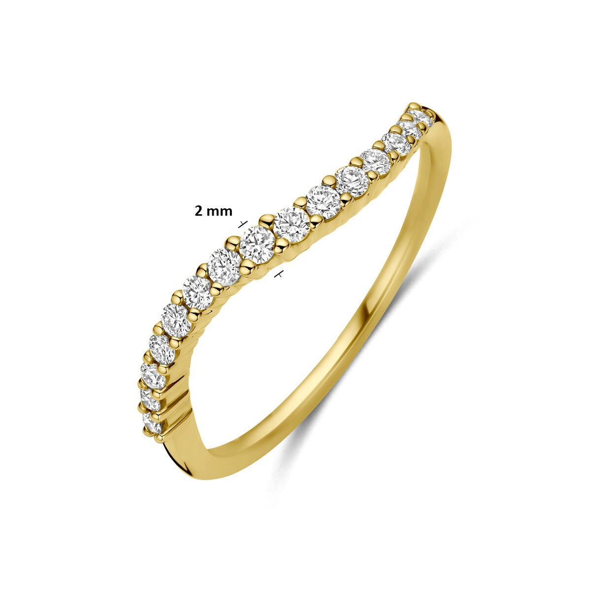 Bague Alliance en Or Jaune 14k avec Diamant 0,21 ct