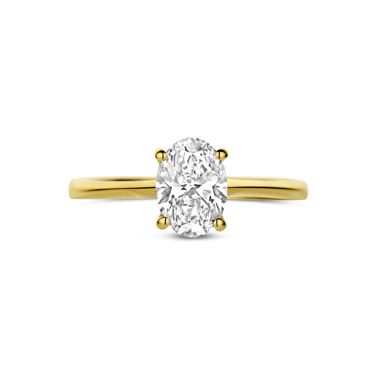 Bague pour femme en or jaune 14k avec diamant cultivé en laboratoire
