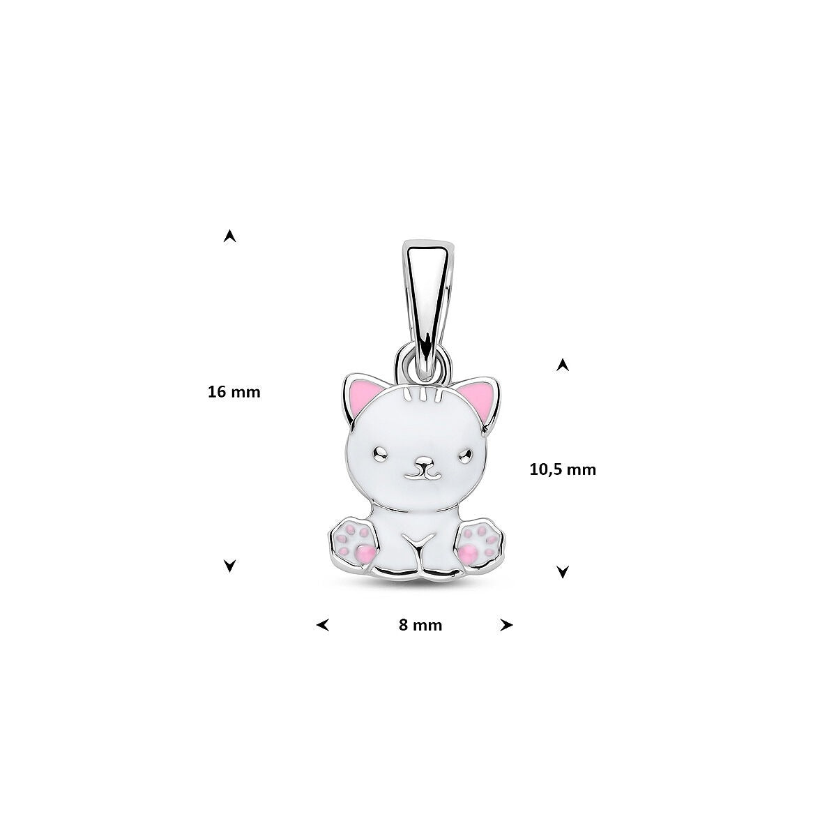 Pendentif chat en argent avec émail – rhodié argent 925
