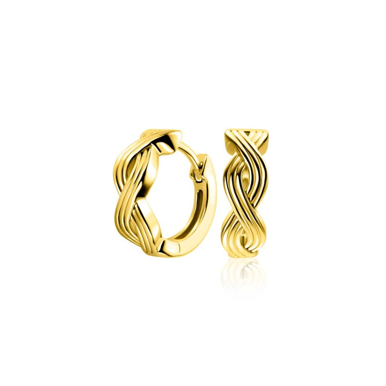 Boucles d'oreilles en argent doré avec un design enroulé et élégant.