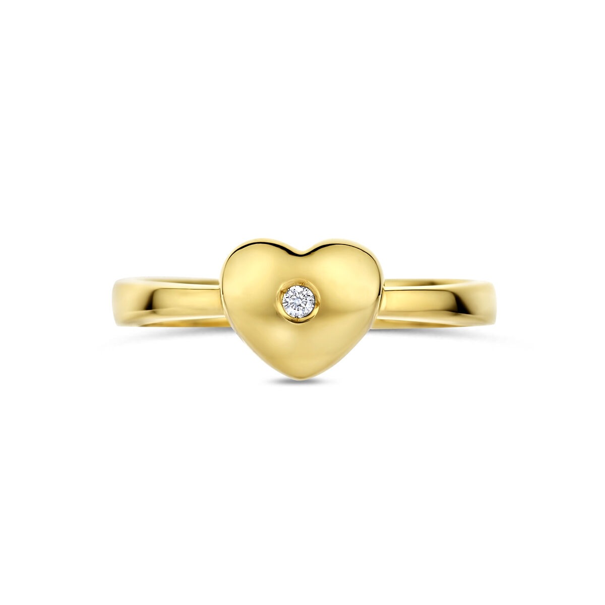 bague pour enfant en or jaune 14k avec cœur et diamant cultivé en laboratoire