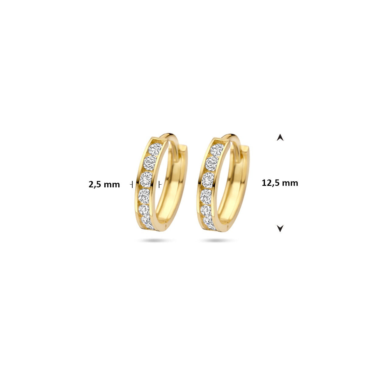 Créoles en or jaune 14k avec rangée de zircones