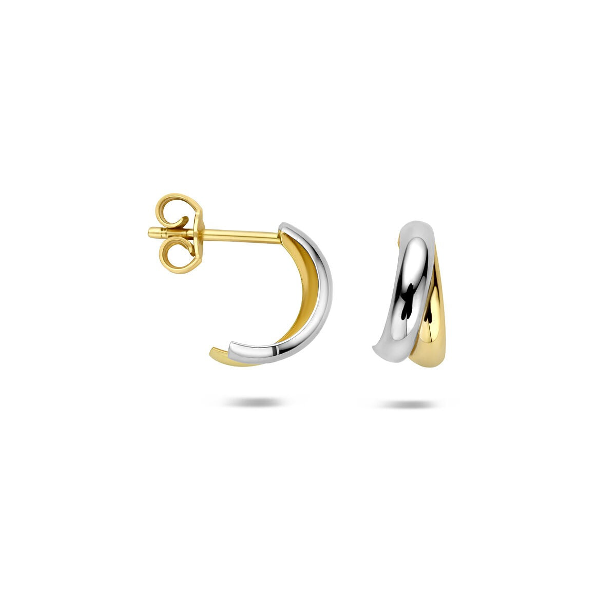 Créoles en or jaune et or blanc 14k bicolores