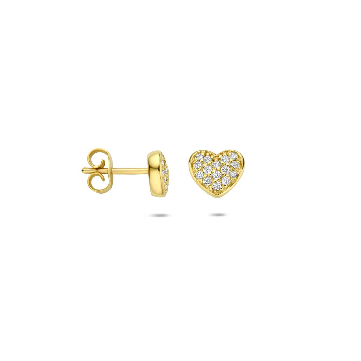 Puces d'oreilles en or jaune 14k avec cœur en diamant