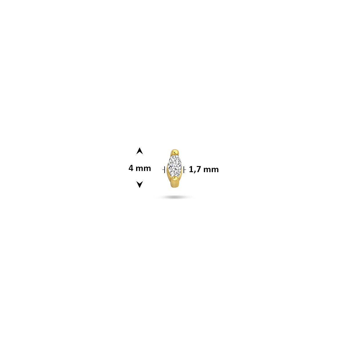 Piercing plaqué or argent à dos plat avec zircone – luxe subtil avec filetage