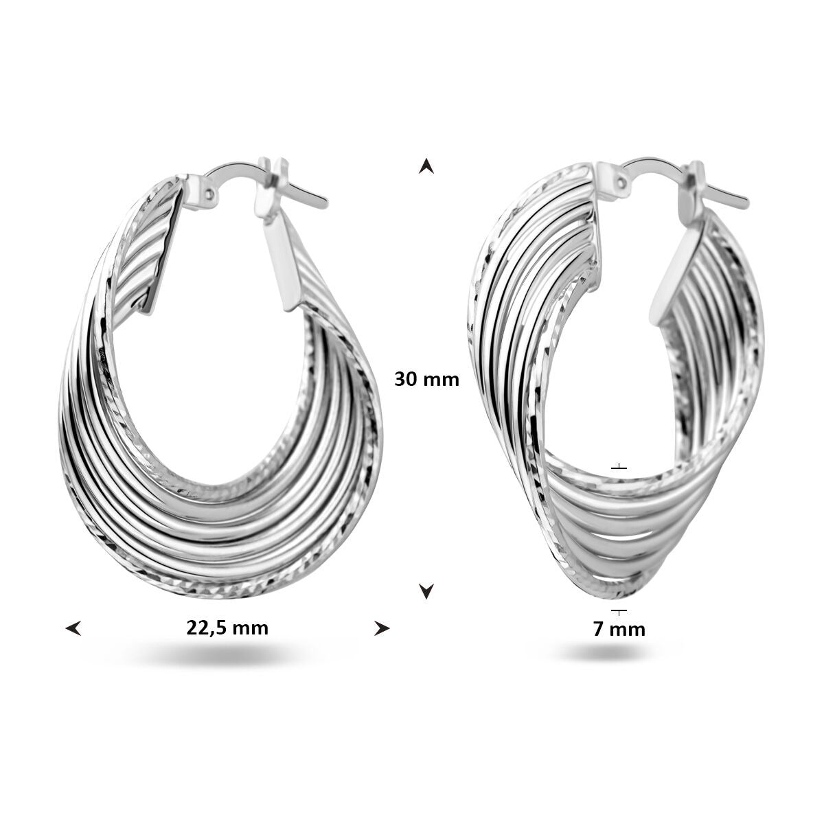 Créoles ovales en argent – rhodiées argent 925