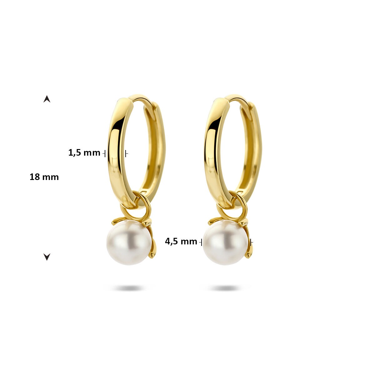 créoles en or jaune 14k avec perles