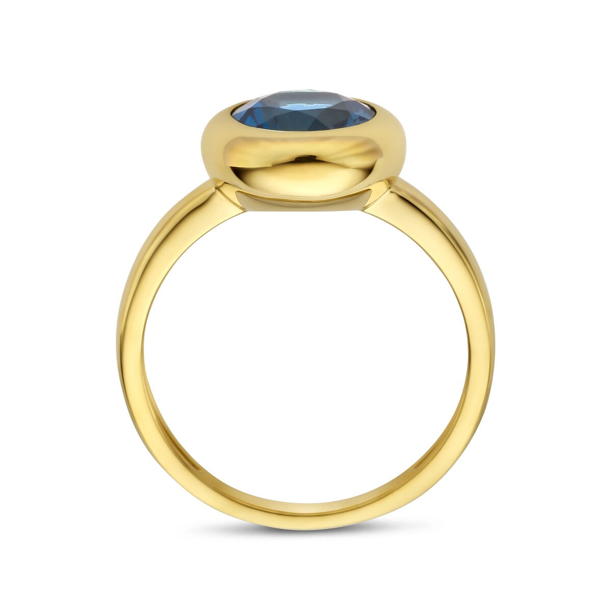 Bague pour femme en or jaune avec topaze London Blue – 14k or jaune