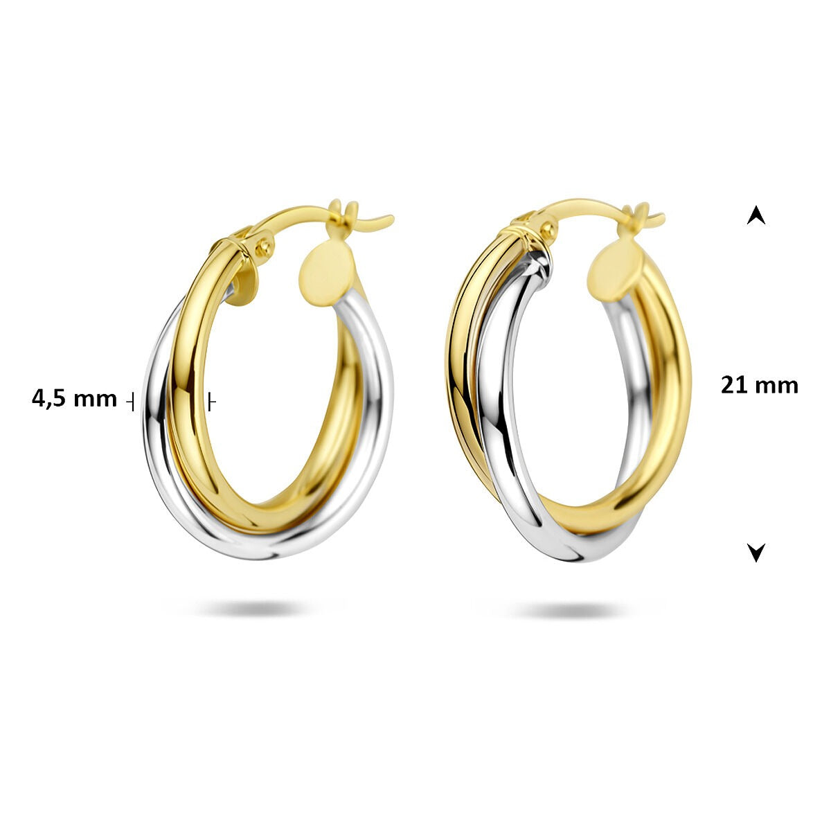 créoles bicolores 14k – or jaune et or blanc