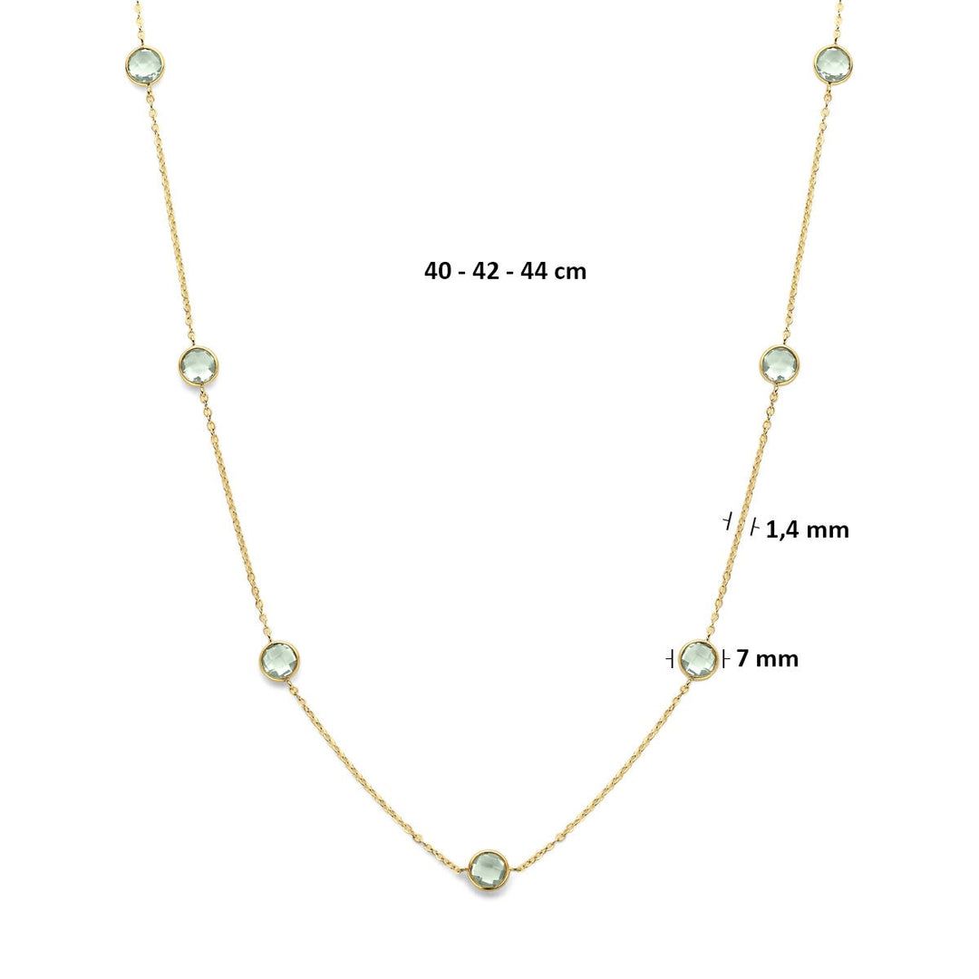 14k Geelgouden collier met groene amethist