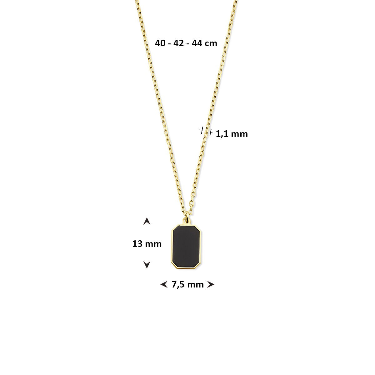 collier en or jaune 14k avec onyx – puissant et élégant