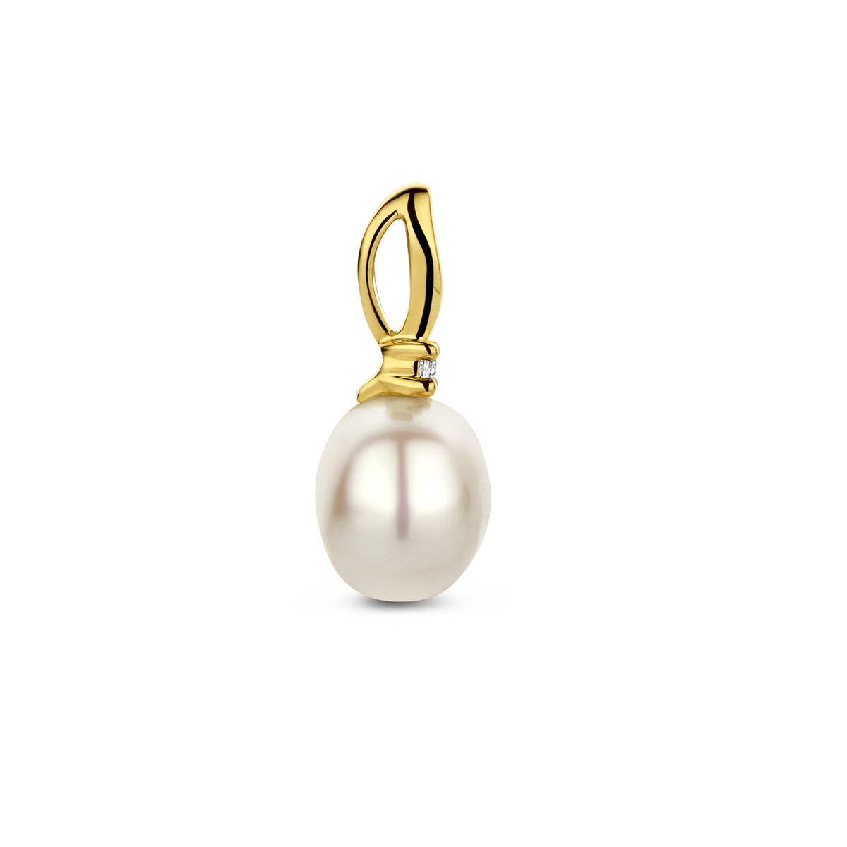 Pendentif en or avec diamant et perle – or jaune 14k