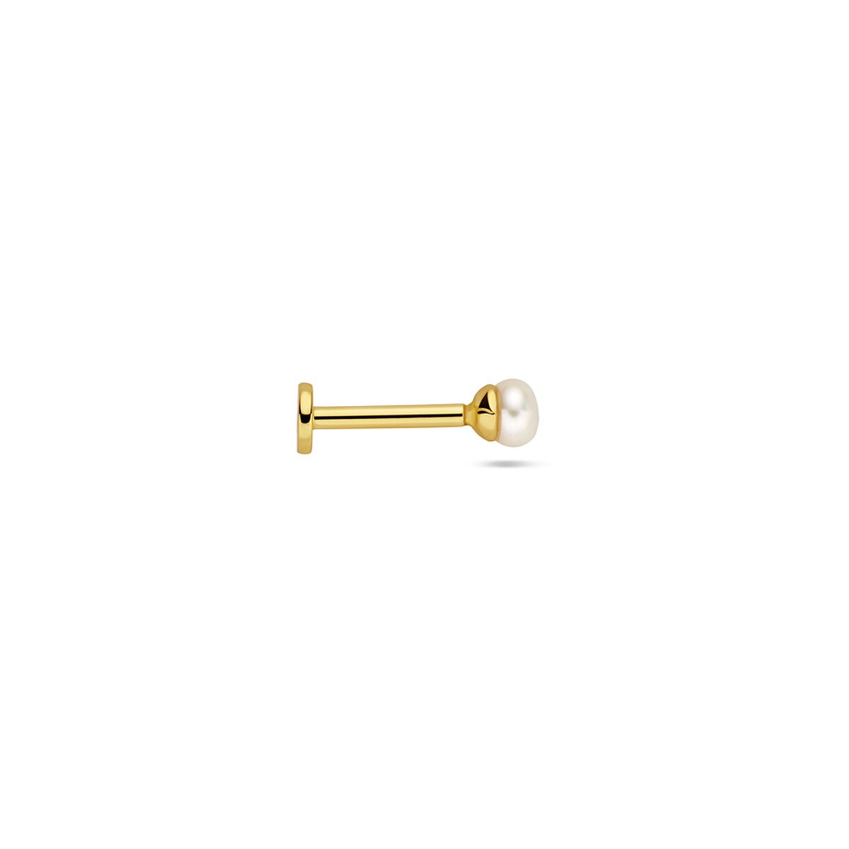 Piercing plaqué or argent à dos plat avec perle d'eau douce