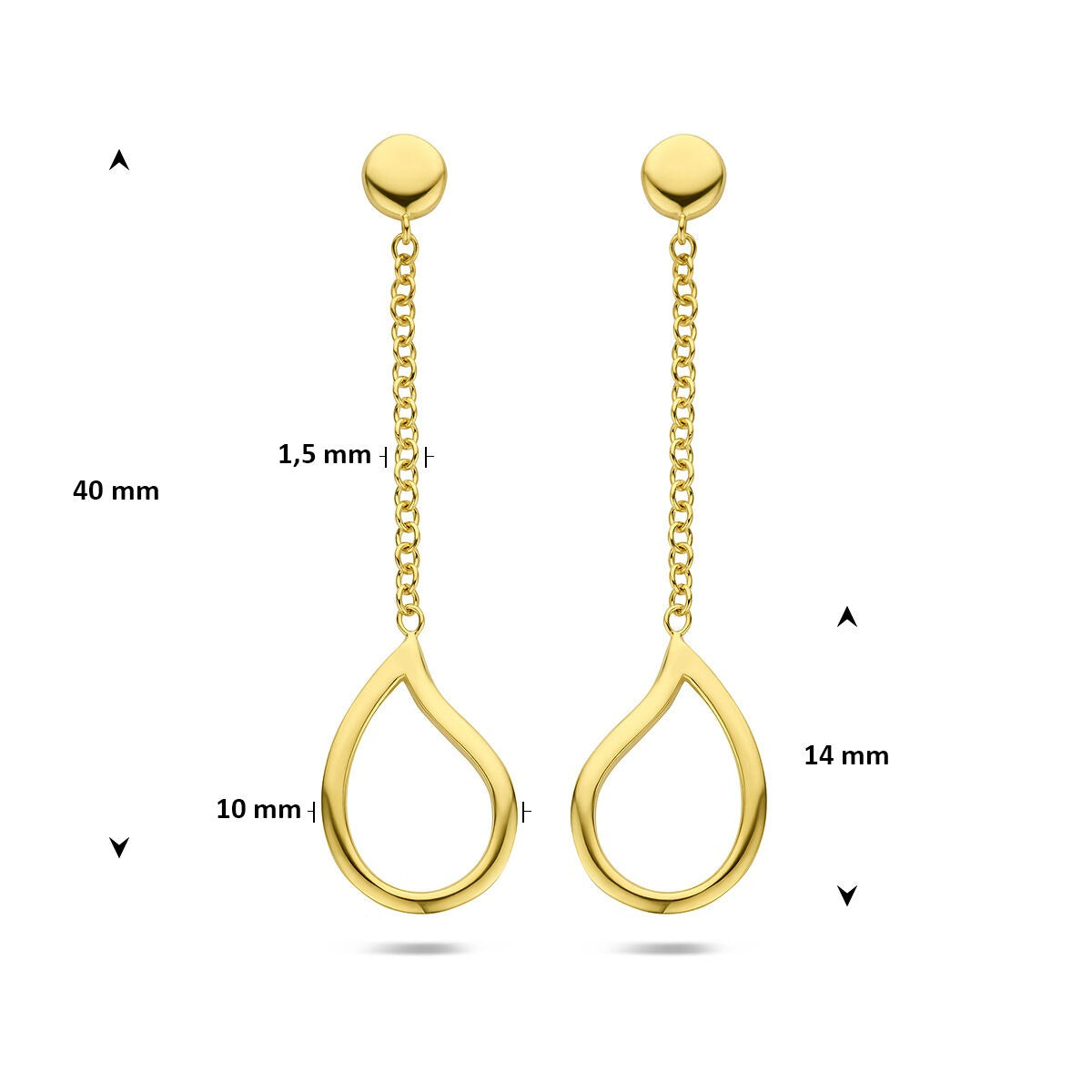 Boucles d'oreilles en forme de goutte – or jaune 14k
