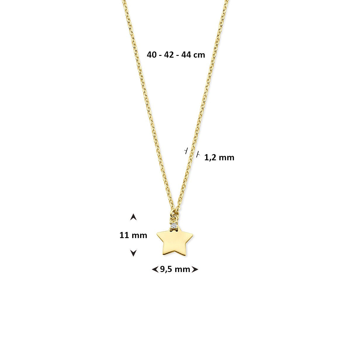 Collier en or jaune 14k avec étoile et zircone