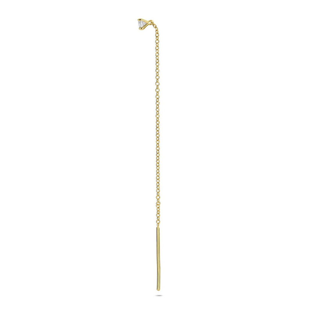 14k Geelgouden doortrekoorbel met diamant – per stuk