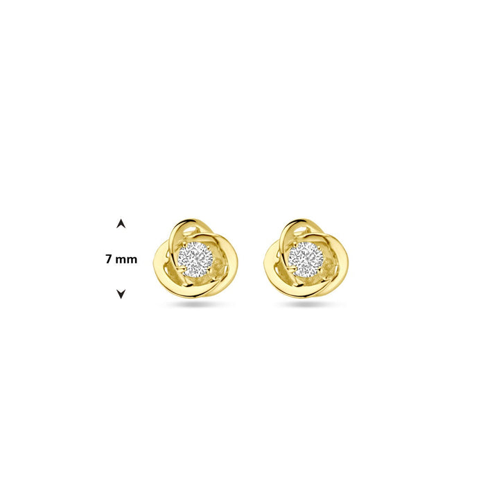 9k Geelgouden oorknopjes met zirkonia 7 mm