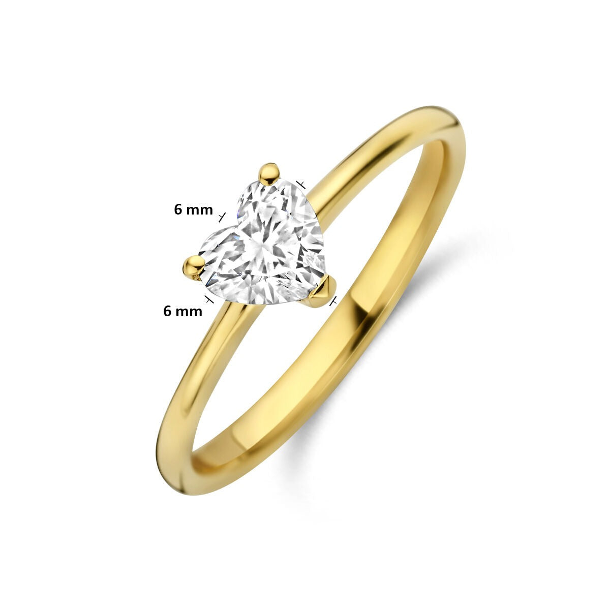 Bague en or jaune 14k avec diamant lab grown en forme de cœur 0.50ct