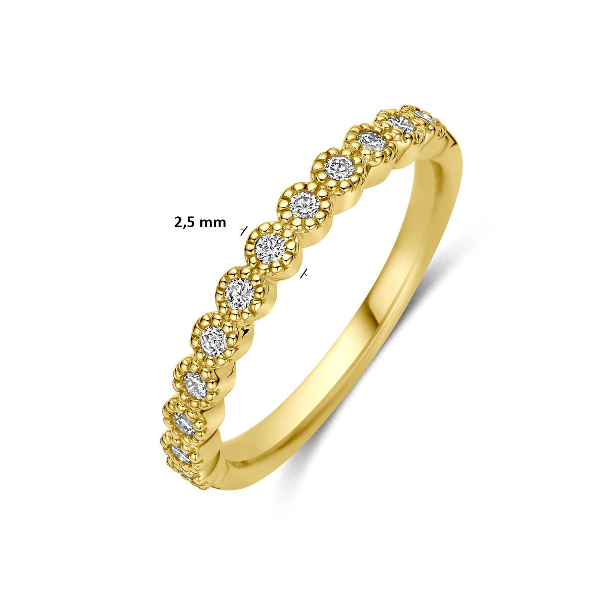 Bague alliance en or jaune 14k avec diamant 0,18 ct