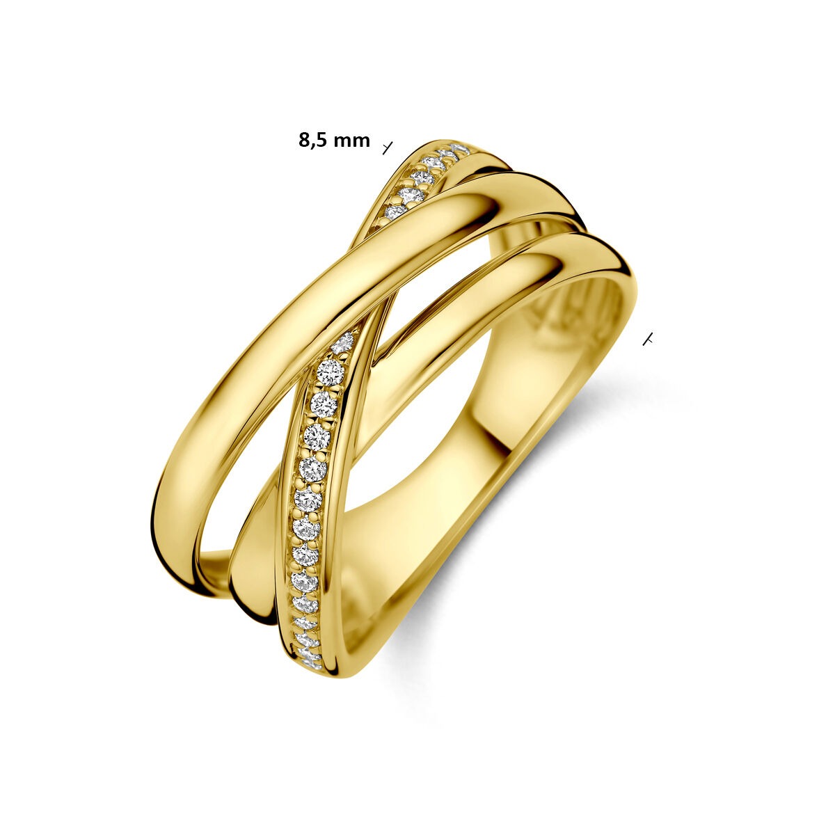 Bague alliance en or jaune 14k avec diamant 0,15 ct
