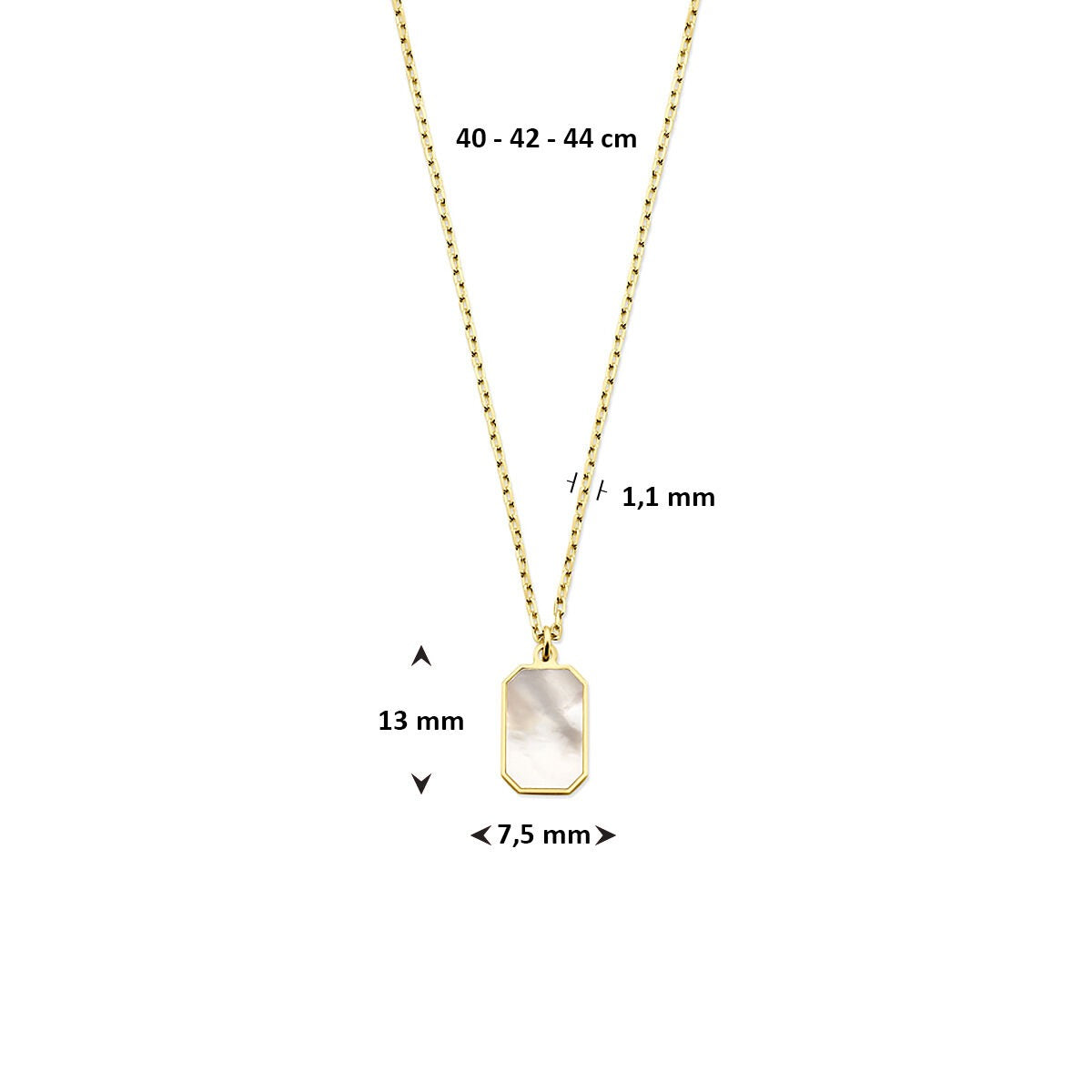collier pour femme en or jaune 14k avec nacre