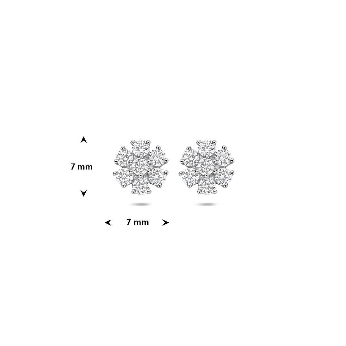 Puces d'oreilles en argent en forme de fleur avec zircone – rhodié argent 925