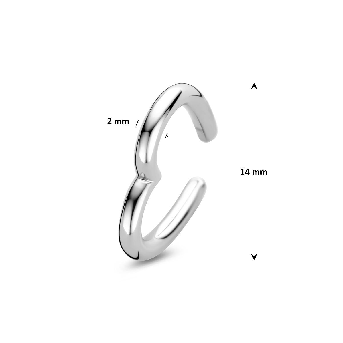 Boucle d'oreille ear cuff cœur – rhodié argent 925
