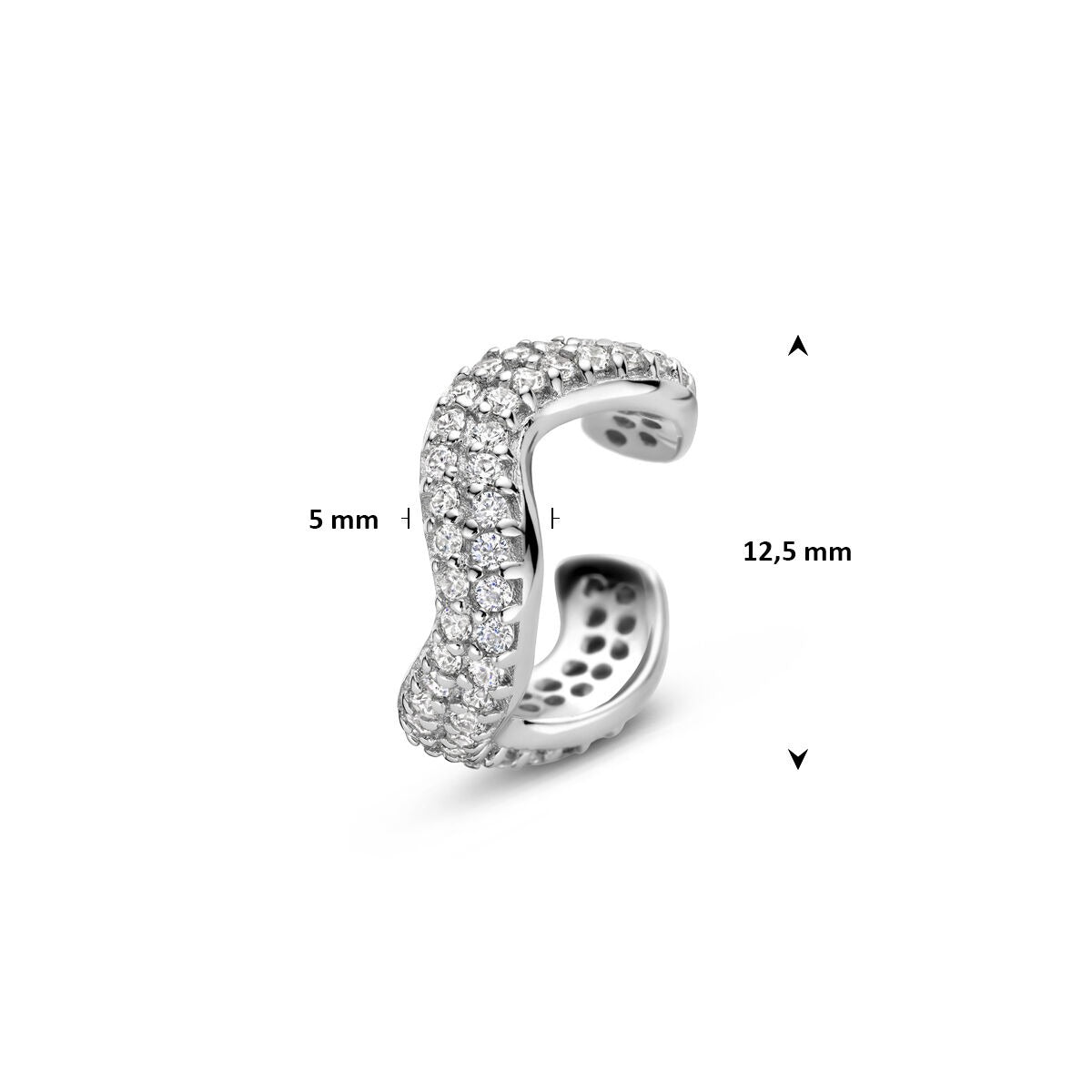 Ear cuff en argent avec pavé de zircone 925 rhodié