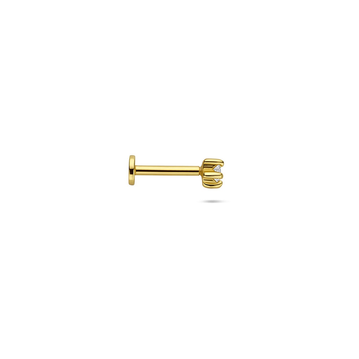 Piercing étoile à dos plat en argent plaqué or avec zircone