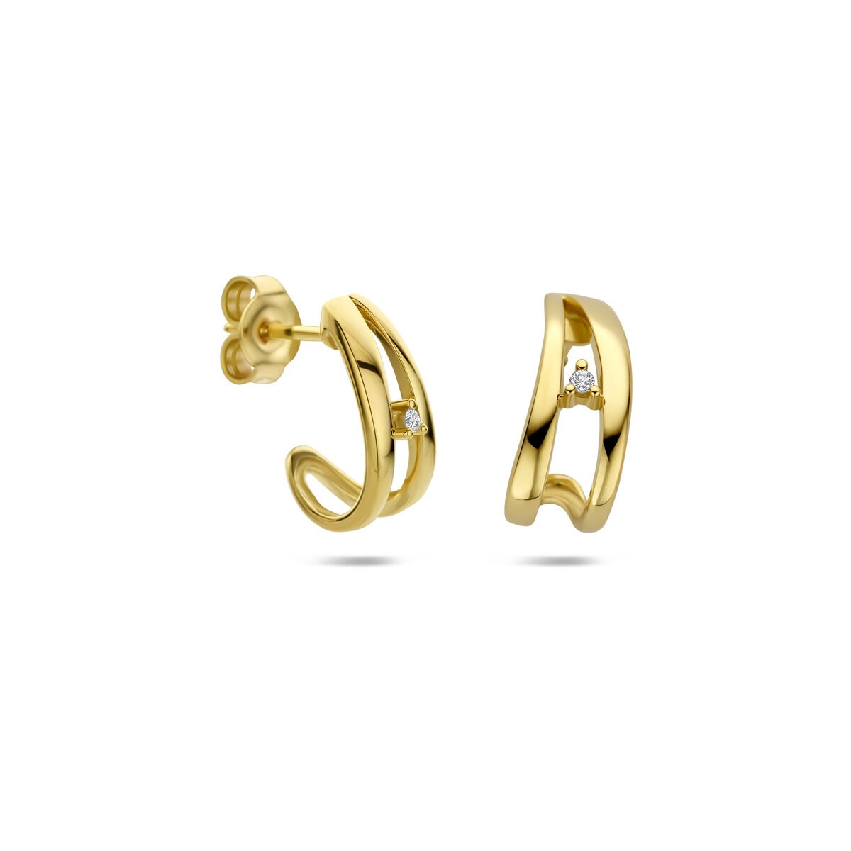 Créoles en or avec diamant – or jaune 14k