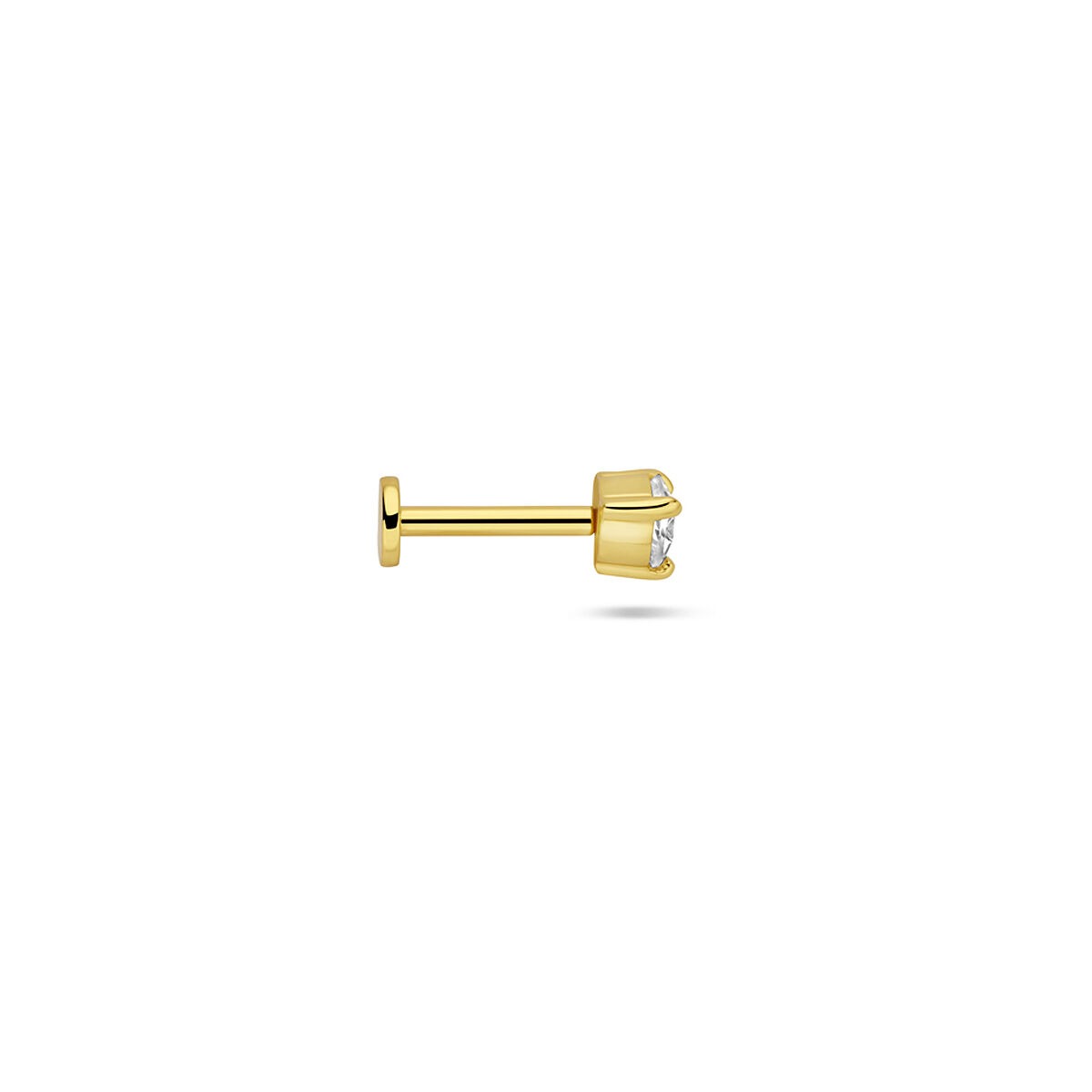 Piercing plat arrière en argent plaqué or en forme de cœur avec zircone – argent 925