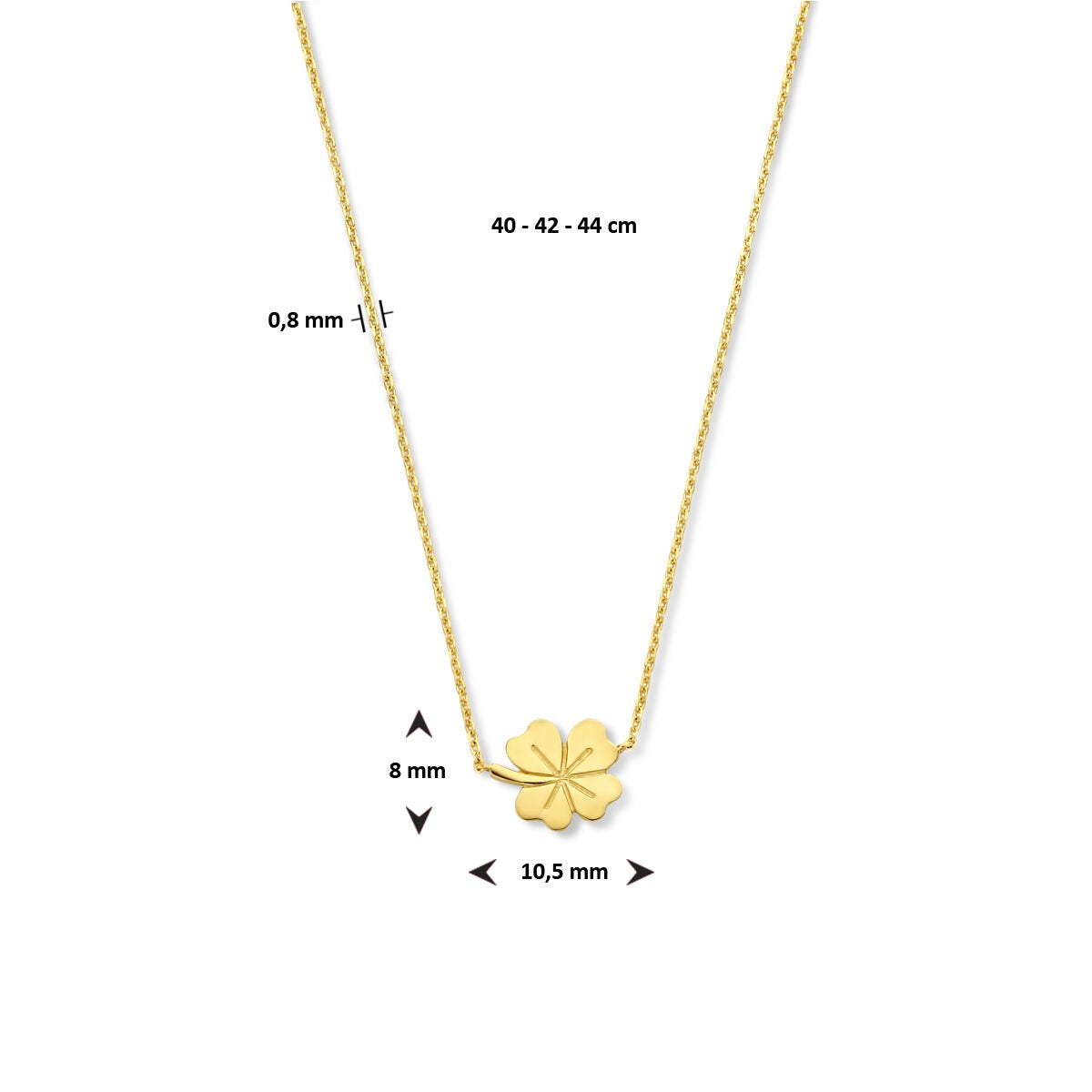 collier en or jaune à trèfle 9k