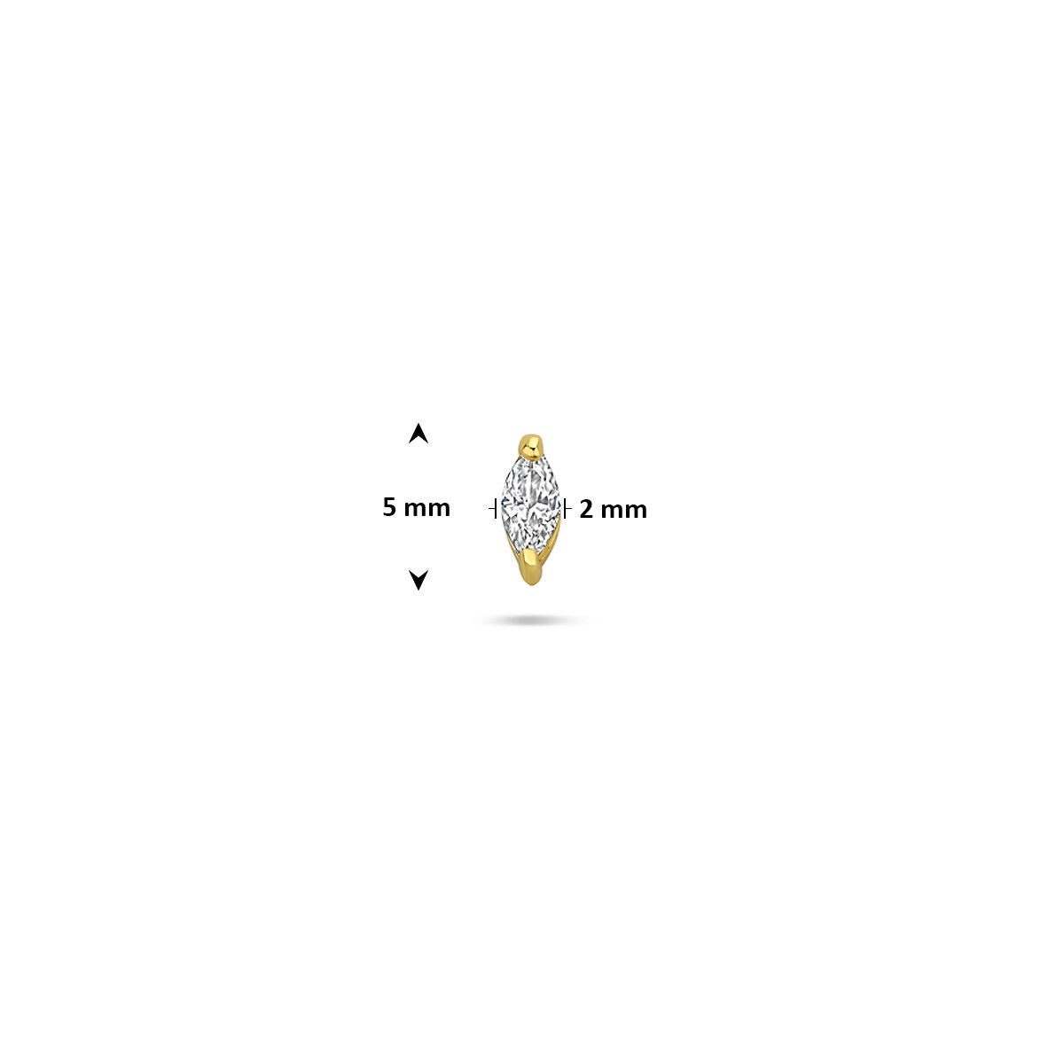 Piercing plaqué or en argent 925 à dos plat avec zircone