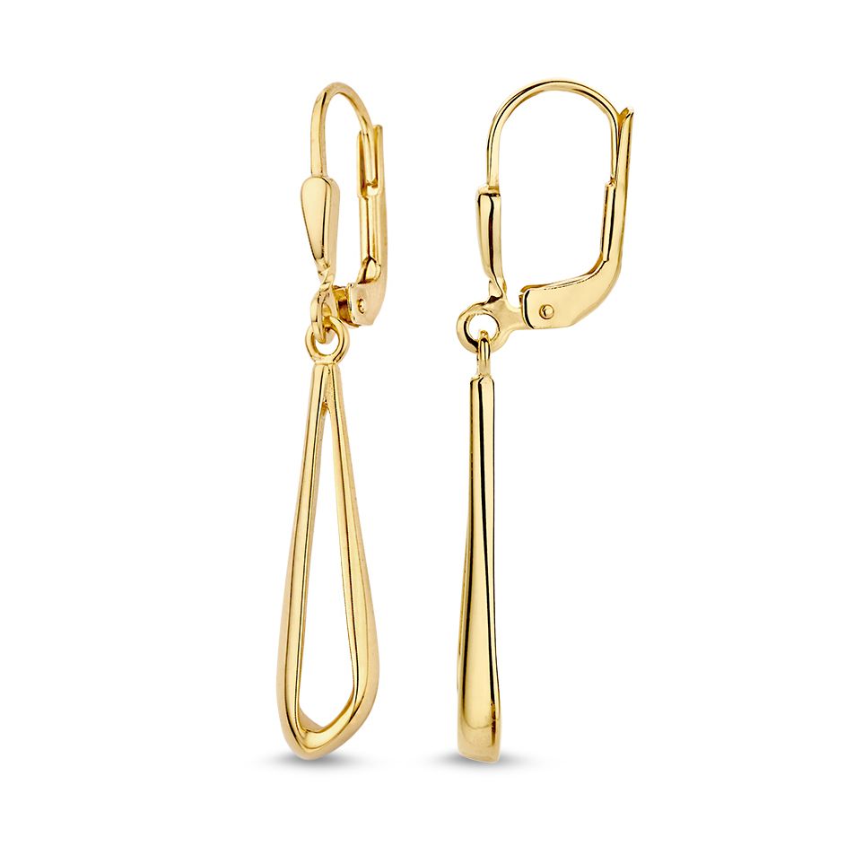 Créoles en or jaune avec pendentifs en forme asymétrique - or 14 carats