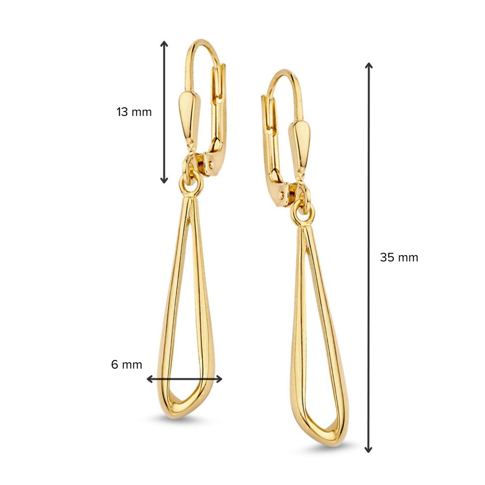Créoles en or jaune avec pendentifs en forme asymétrique - or 14 carats