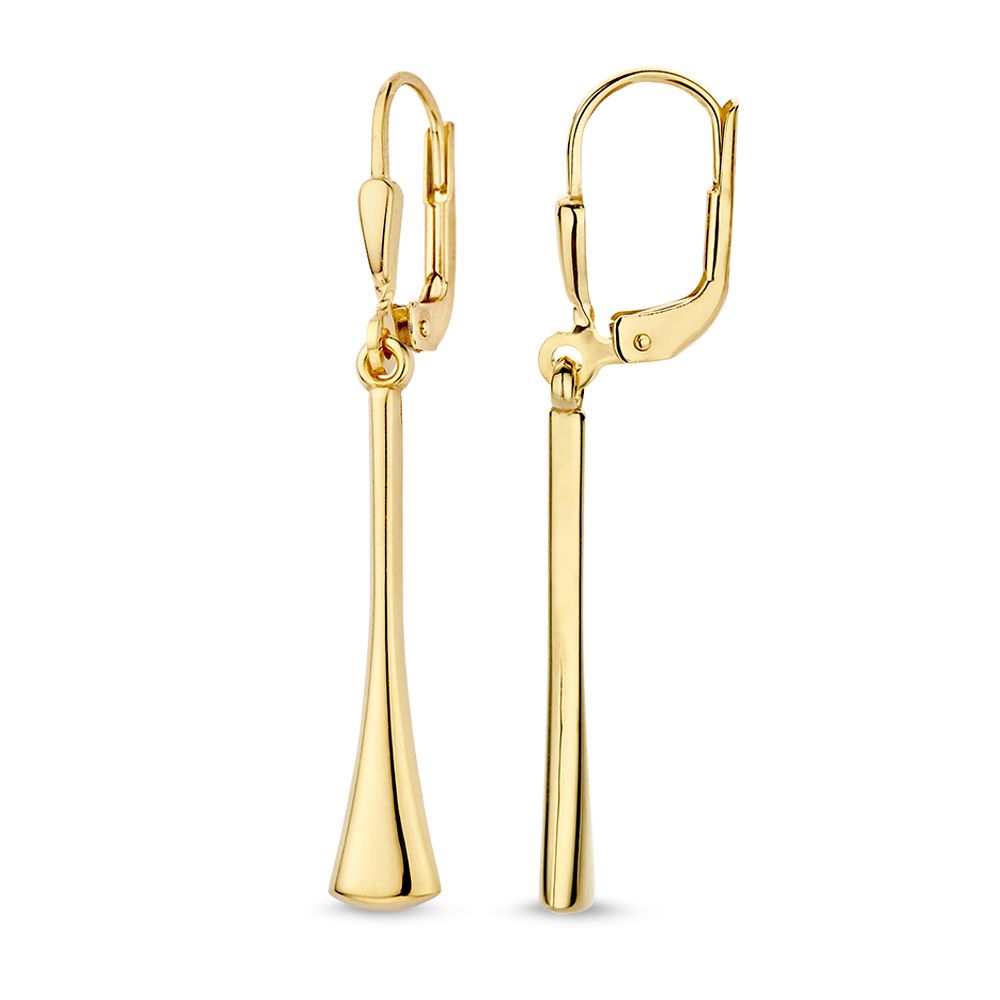 Boucles d'oreilles en or jaune élégantes avec pendentifs ludiques - 14 carats or
