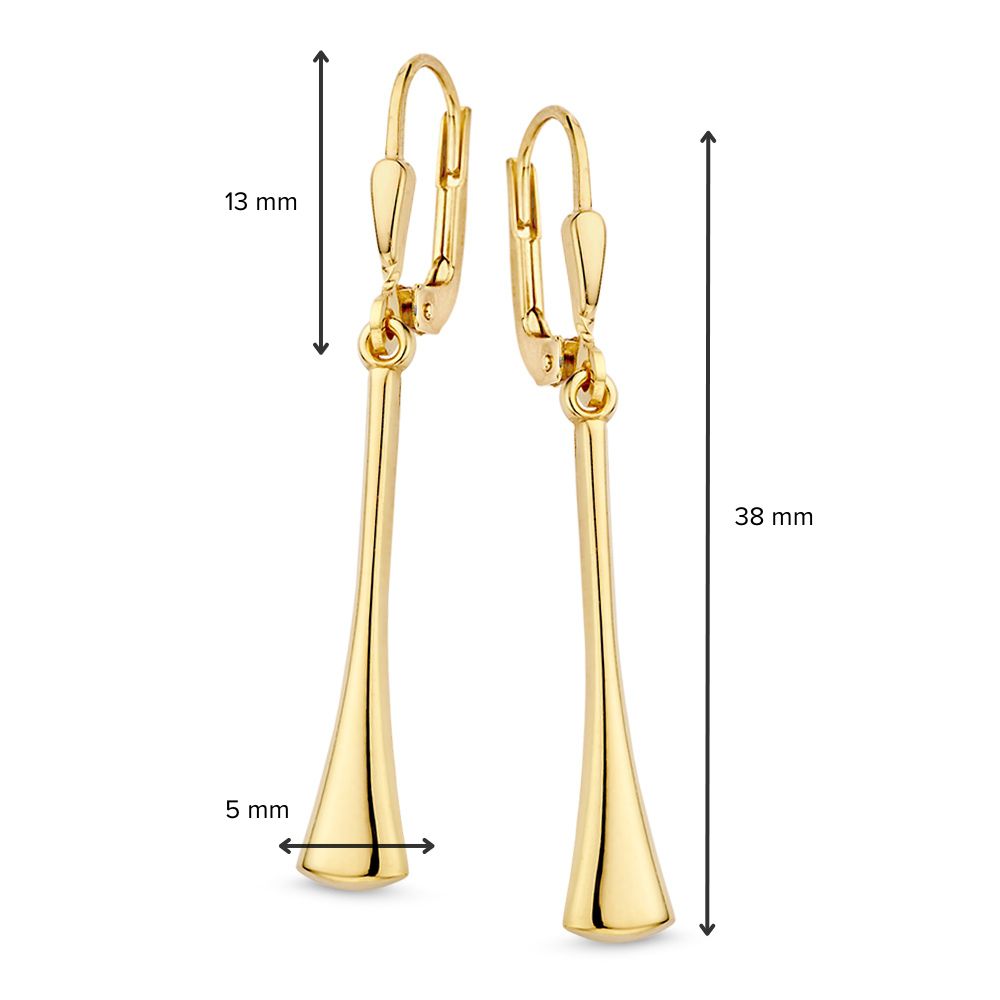 Boucles d'oreilles en or jaune élégantes avec pendentifs ludiques - 14 carats or