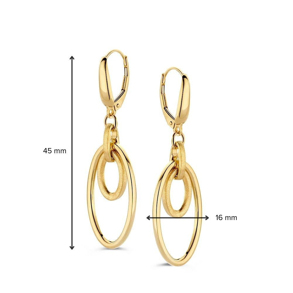 Boucles d'oreilles en or jaune avec pendants ouverts – 14 carats d'or