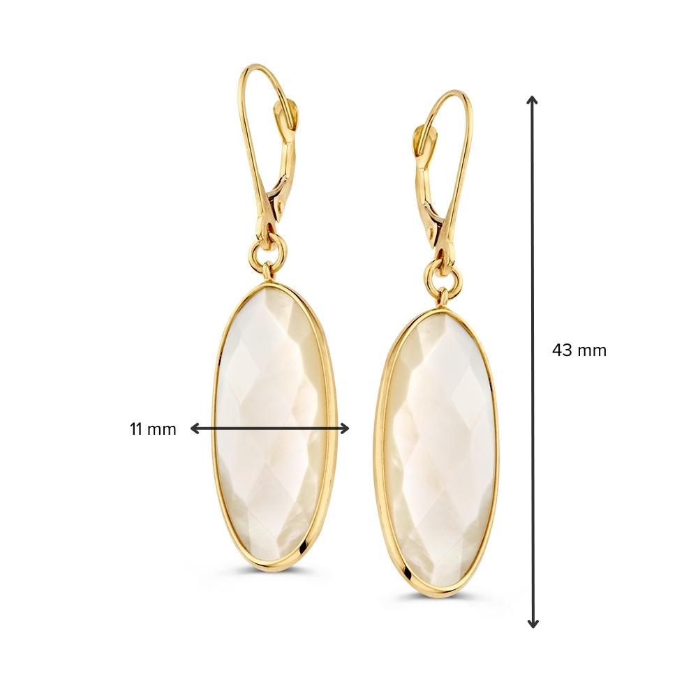 Crochets d'oreilles en or jaune avec pendentifs en nacre ovale – or 14 carats