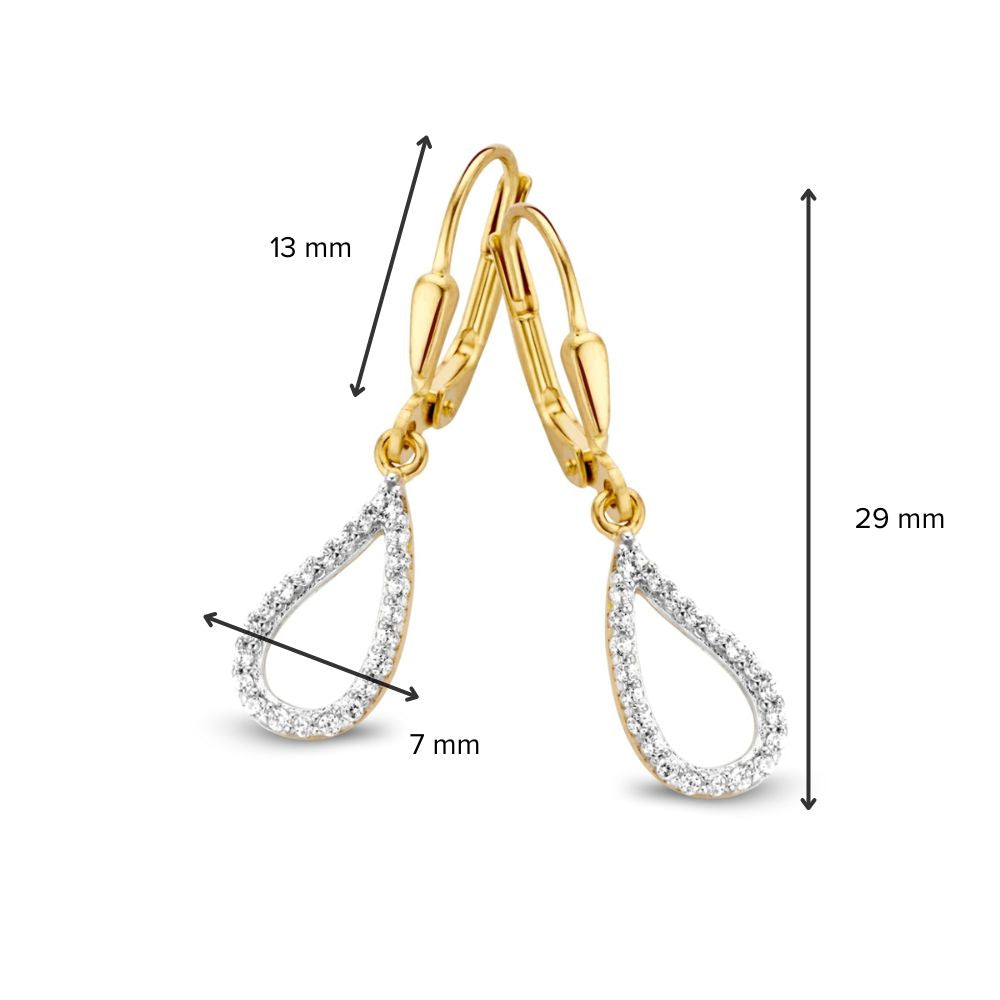 Créoles en or jaune avec pendentifs en zircone – or 14 carats