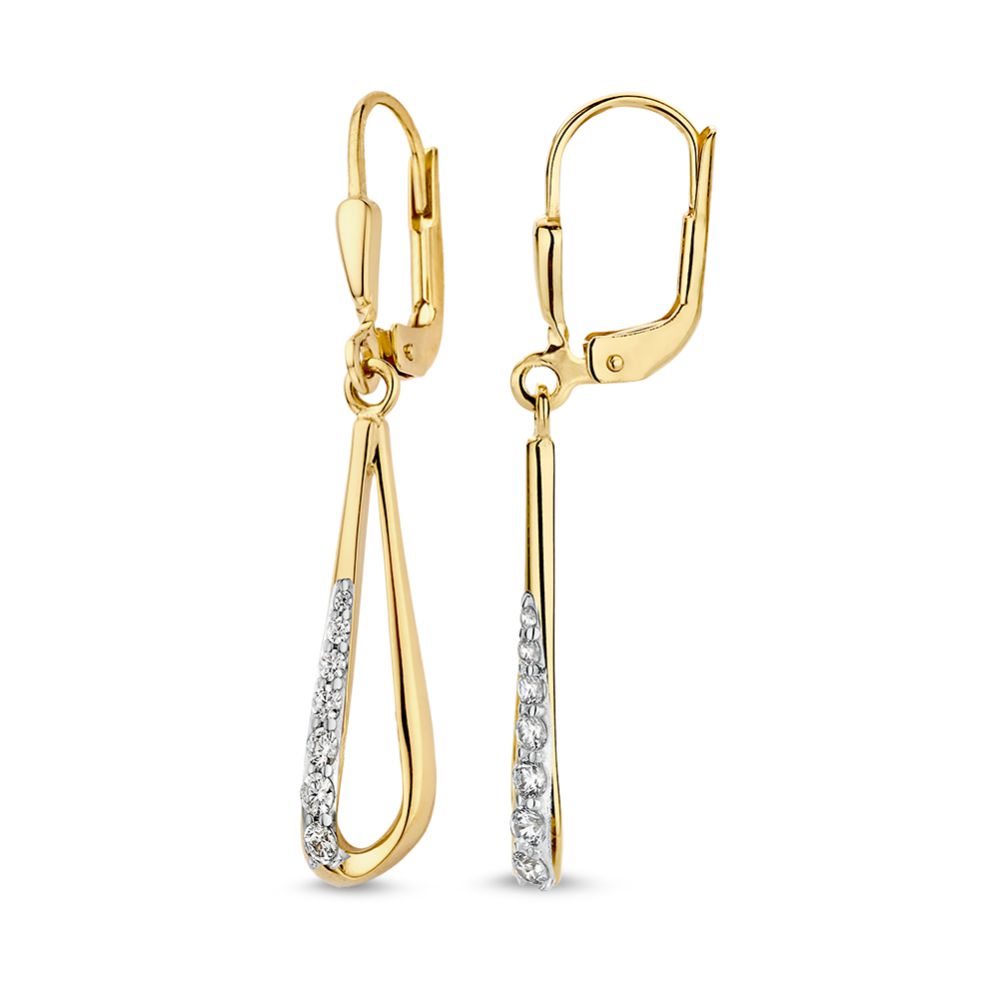 Créoles en or jaune avec des zircones - or 14 carats