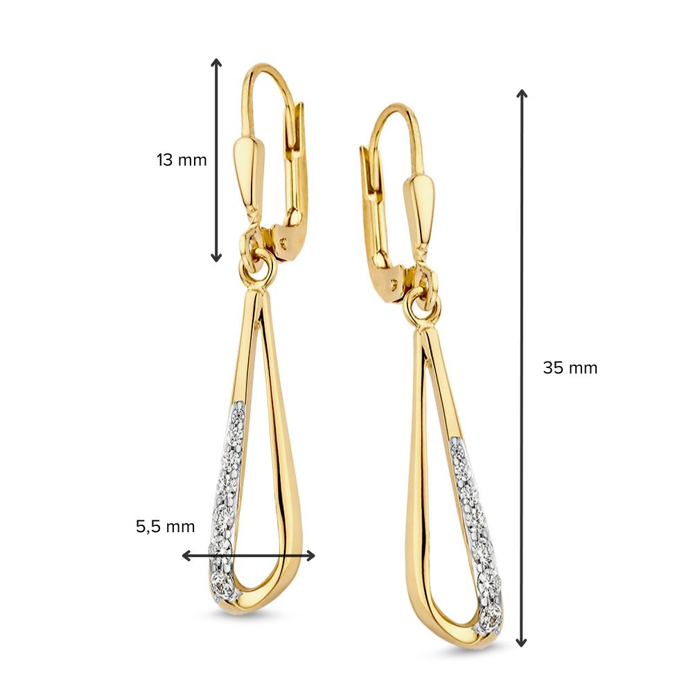 Créoles en or jaune avec des zircones - or 14 carats