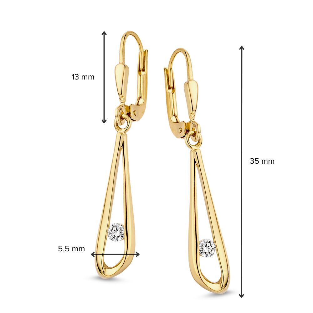 Créoles en or jaune avec zircone – or 14 carats