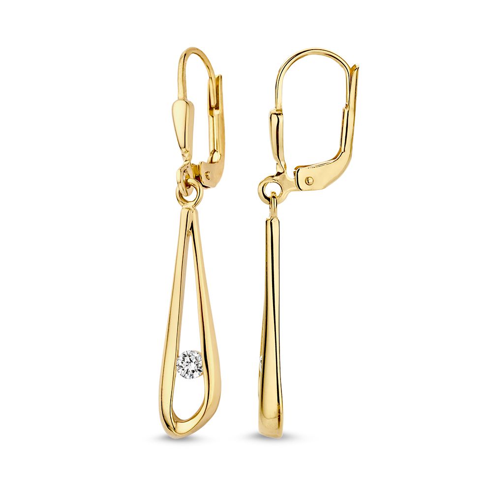 Créoles en or jaune avec zircone – or 14 carats