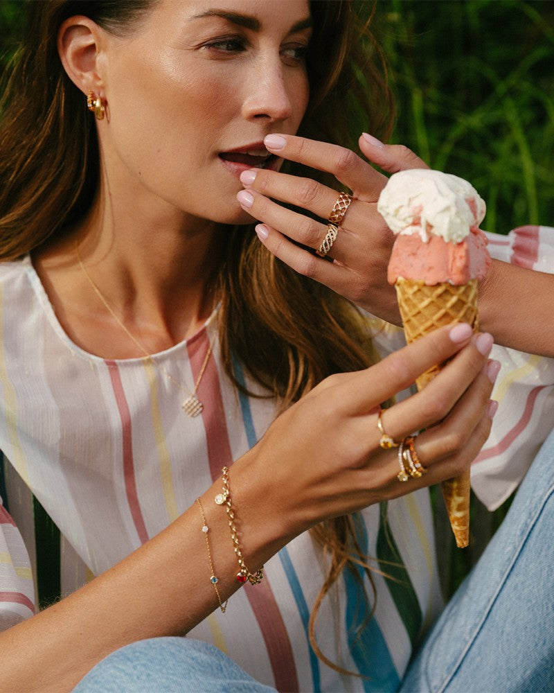 Luxe créoles en or rose 18kt avec saphirs oranges et diamant – Van der Kooij