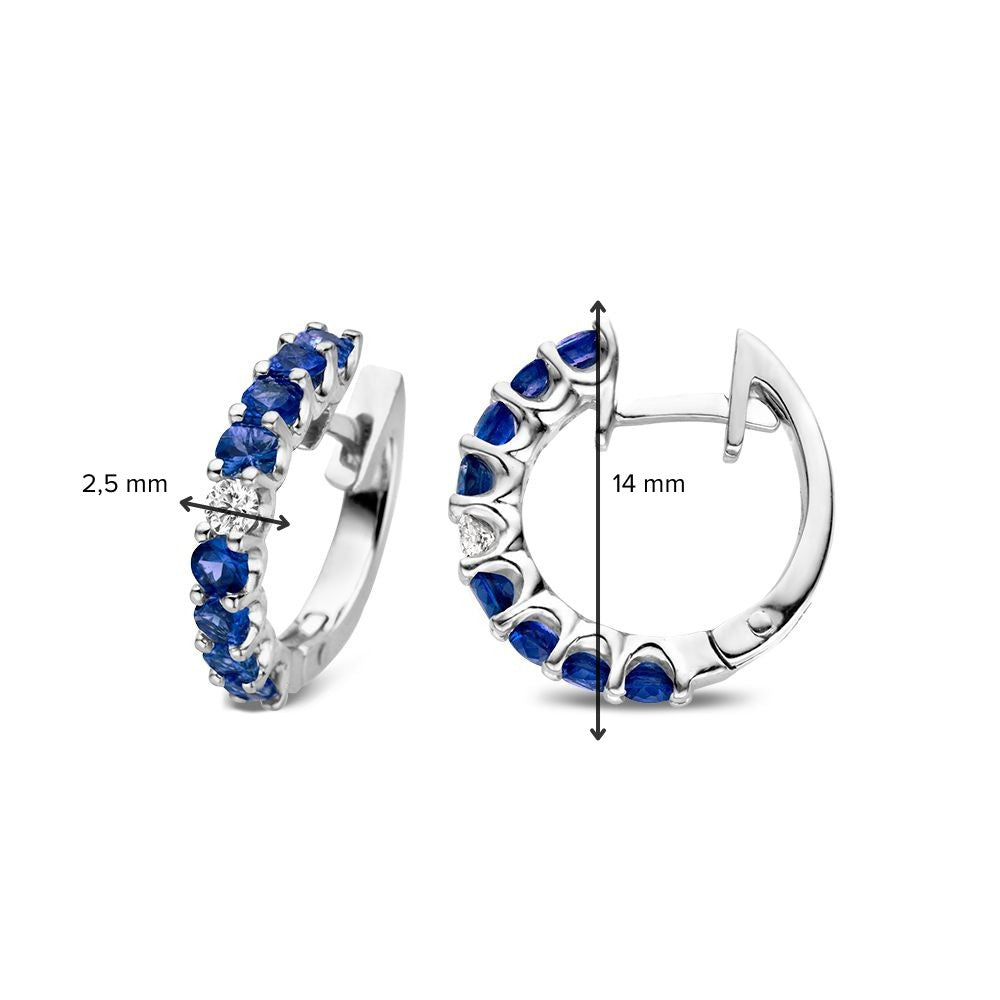 Créoles en or blanc 18kt avec saphirs bleus et diamant – Van der Kooij bijou de luxe
